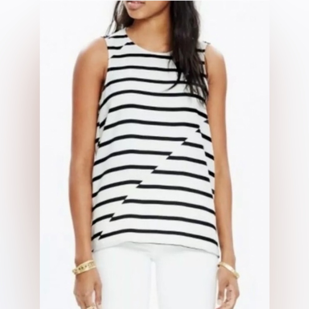 Madewell - Striped Sleeveless Blouse - Size Small